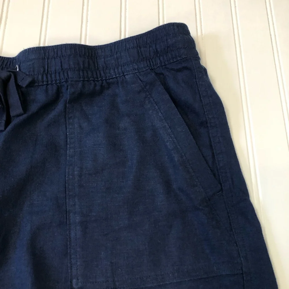 Nautica Women's Linen Blend Pull-On Navy Drawstring Casual Shorts size XL